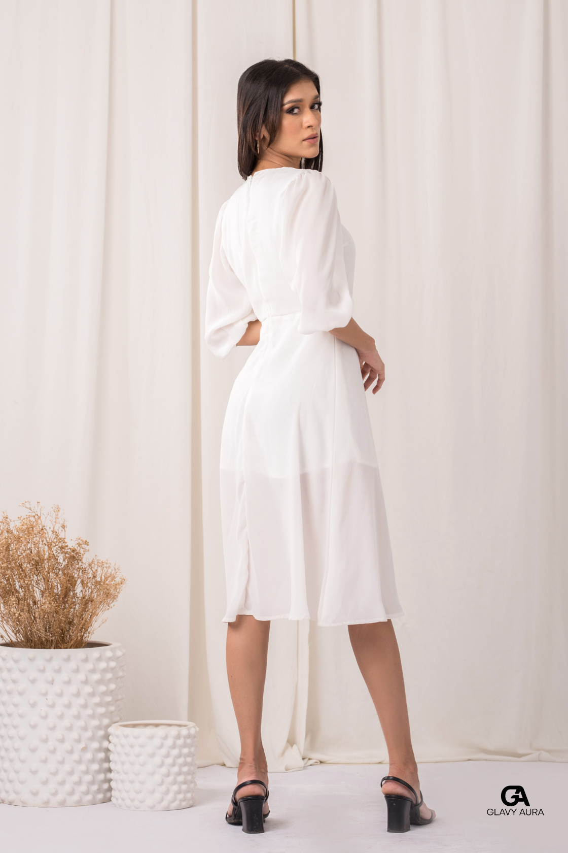 Front Slit Short Party Dress - White