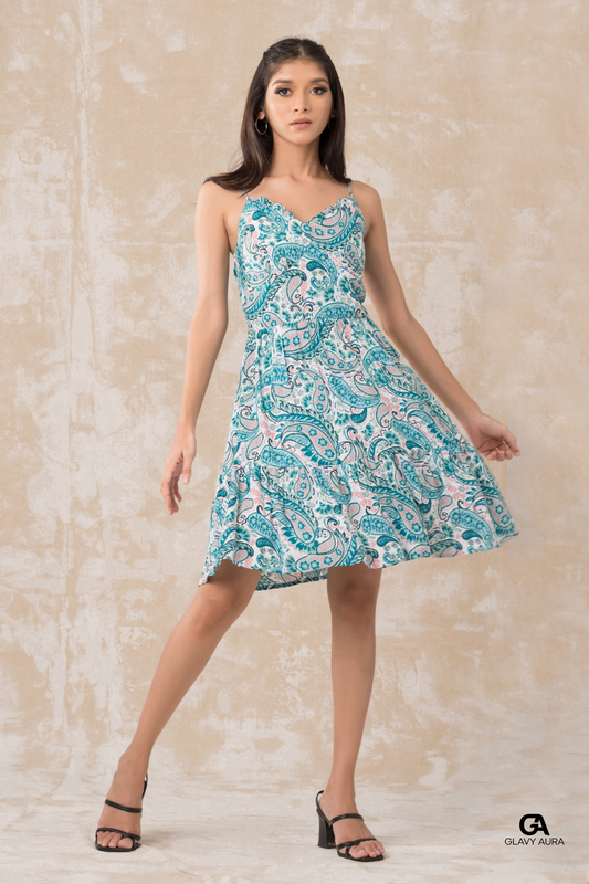 Cute Short Dress - Blue Print
