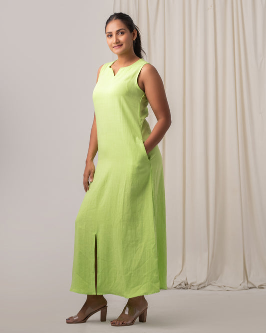 Basic Sleeveless Dress Green