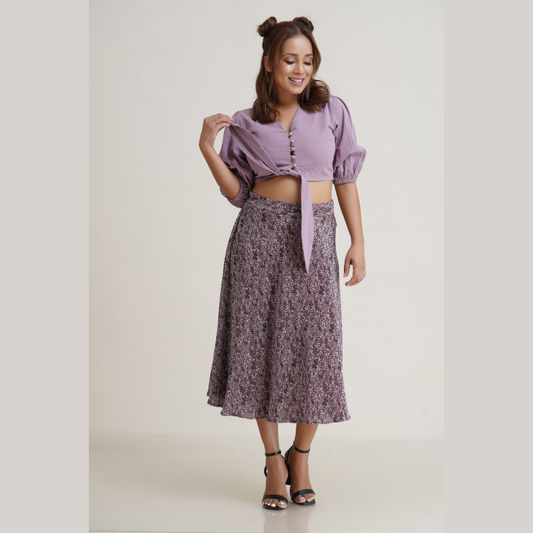 Frizzle Skirt - Purple Printed