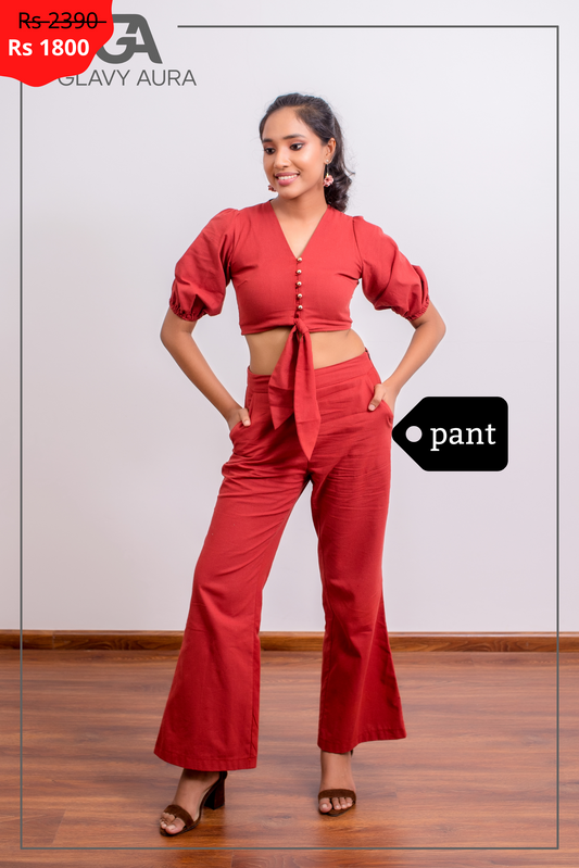 PANT - Two Pockets Side Invisible Zip - DARK RED